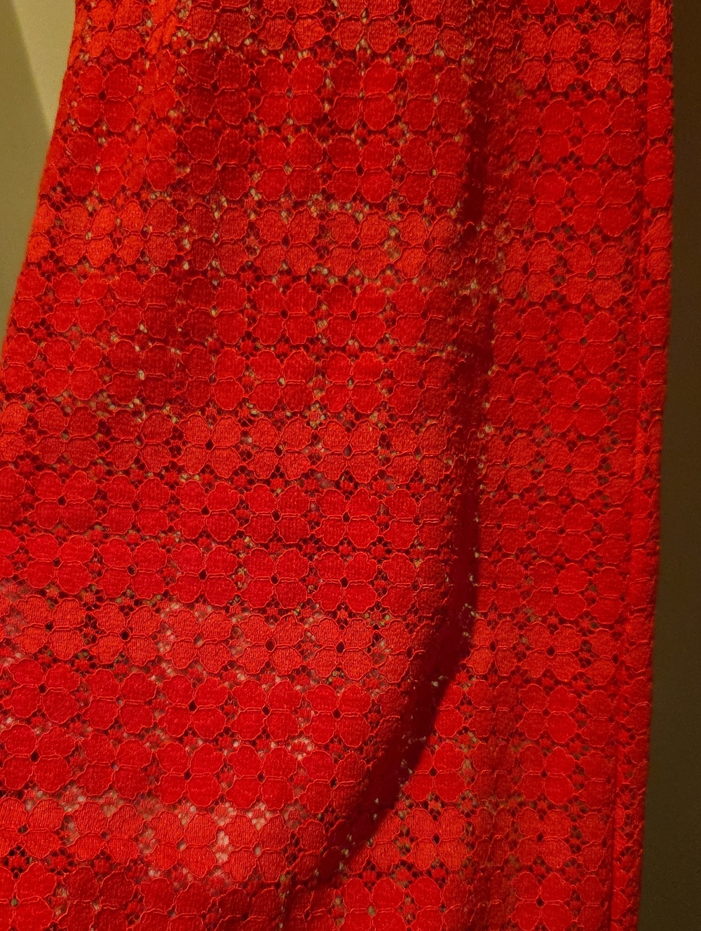 ❤️ NWOT! EXPRESS RED LACE HIGH WAIST LACE FLARE PANTS, 2 (26) - Picture 12 of 15